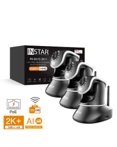 3 pieces of ip camera IN-8415 2K+ in black, Pan & Tilt security camera for indoor with PIR and object detection