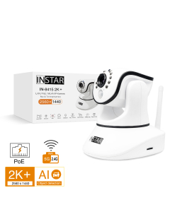IP Camera IN-8415 2K+ in white, Pan & Tilt security camera for indoor with LAN, PoE and WIFi as well as motion and object detection