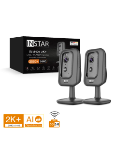 Set of 2 ip cameras IN-8401 2K+ black / Home-Kit security camera with Ethernet and WiFi