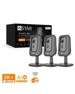 Set of 3 cameras IN-8401 2K+ black / Home Kit security camera with Ethernet and WiFi