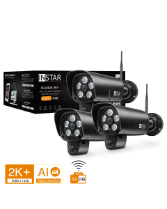 Set of 3 pieces ip camera IN-9408 2K+ WIFi in black, outdoor security camera, poe surveillance camera, weather proof ip cam, PoE HomeKit camera