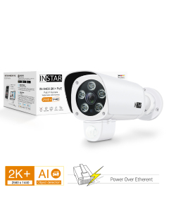 PoE security camera with HomeKit (HKSV), PIR sensor, noise detection, ai object detection, ONVIF Profile S, RTSP(S), MJPEG, JPEG and much more, the IN-9408 2K+ PoE in white from INSTAR