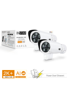Set of 2 pieces ip camera IN-9408 2K+ PoE outdoor security camera with PIR, night vision and audio