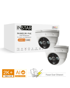 Set of 2 ip cameras IN-8403 2K+ PoE, small poe dome camera for indoor and outdoor use
