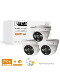 Set of 3 ip cameras IN-8403 2K+ PoE, small poe dome camera for indoor and outdoor use