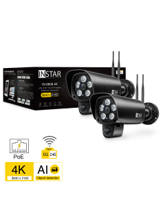 set of 2 pieces ip camera IN-9808 4K, security camera with PIR, microphone, wi-fi, PoE, LAN, HomeKit incl. HKSV, 4K resolution