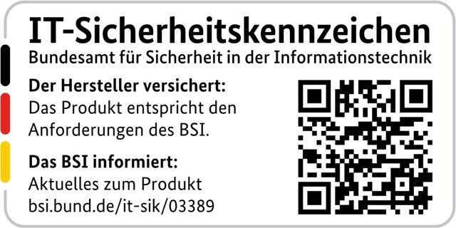 IT-Sicherheitskennzeichen des BSI IP Kamera IN-8415 2K+