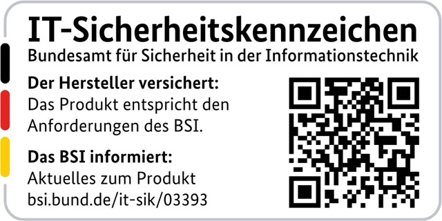 IT-Sicherheitskennzeichen des BSI IP Kamera IN-8815 4K