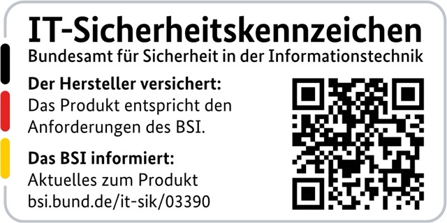 IT-Sicherheitskennzeichen des BSI IP Kamera IN-9408 2K+